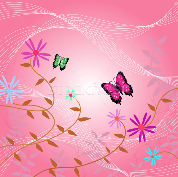 Floral image papillons laisse fleurs printemps Photo stock © nmarques74