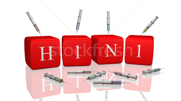 H1n1 messaggio 3D siringa medici Foto d'archivio © nmarques74