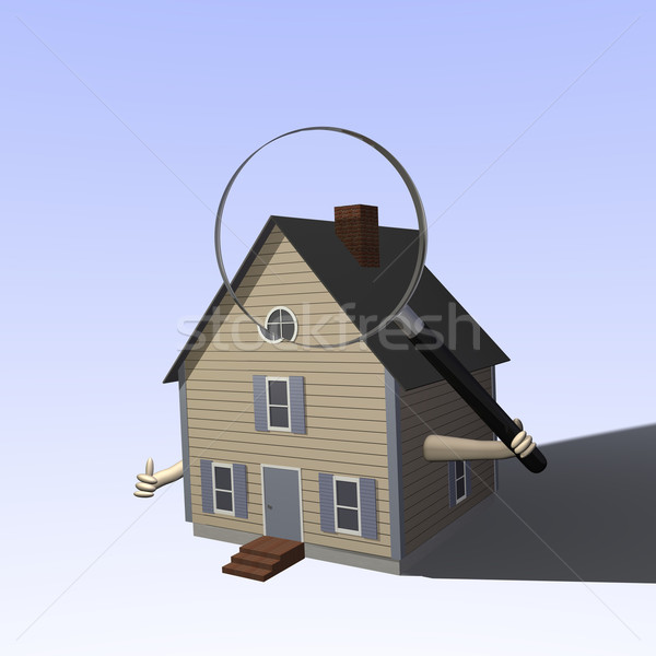 Acasă 3D casă lupa Imagine de stoc © nmarques74