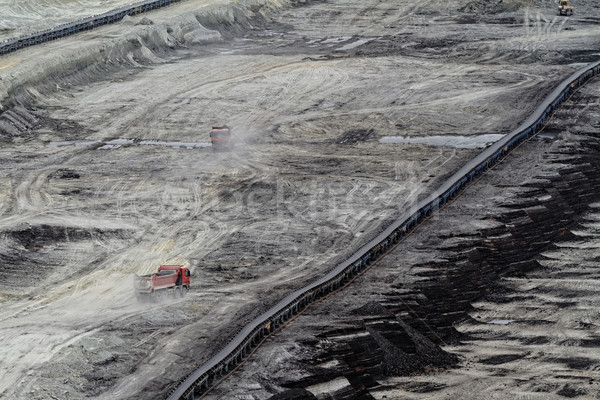Foto stock: Mina · carvão · mineração · abrir · fumar · fábrica