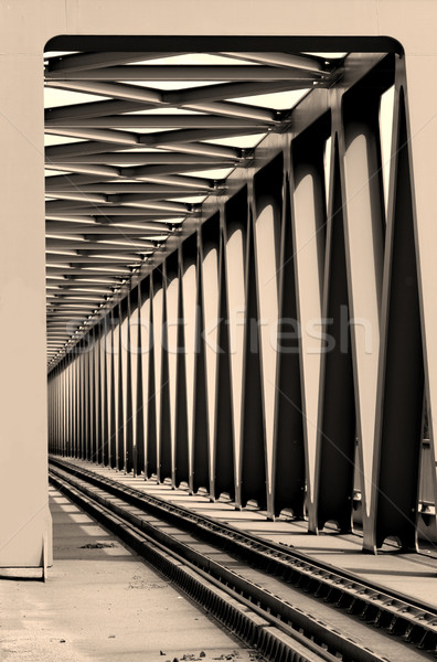 Foto stock: Ferrocarril · puente · metal · perspectiva · vista · resumen
