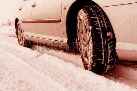 Inverno gomme auto pneumatici strada Foto d'archivio © Nneirda