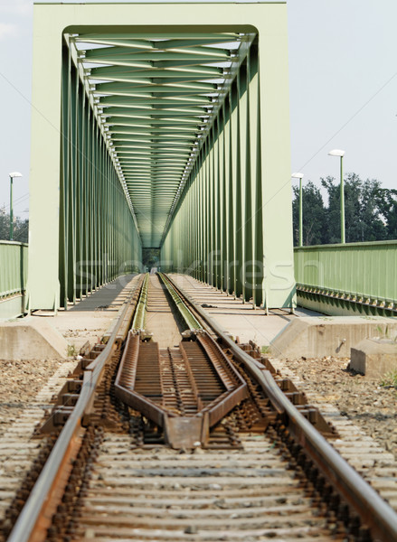 Stock foto: Eisenbahn · Brücke · Metall · Perspektive · Ansicht · abstrakten