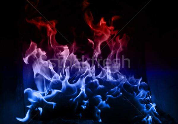 Stock photo: Blue and red flame