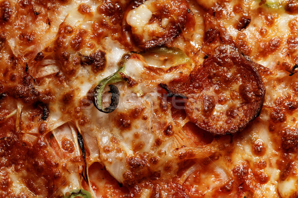 Italiaans eten foto heerlijk worst pizza Stockfoto © Nneirda