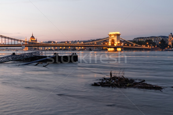 Danubio Budapest foto allagamento acqua texture Foto d'archivio © Nneirda