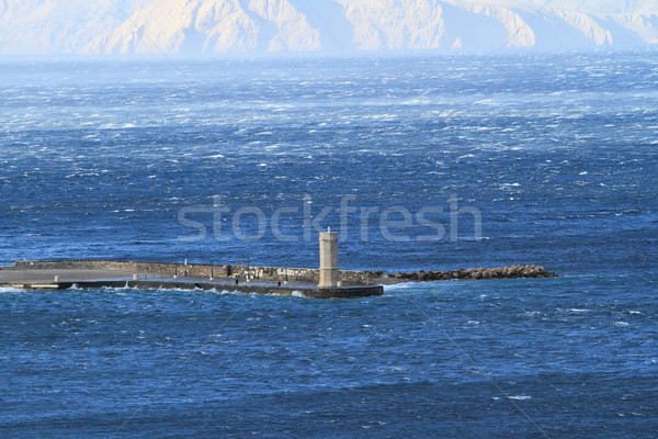 Picture represents the lighthouse while blowing strong wind Stock photo © Nneirda