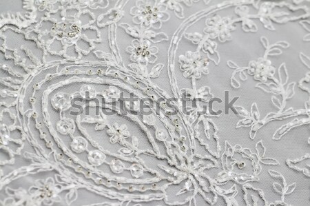 Foto stock: Detalle · vestido · de · novia · macro · boda · luz · tela