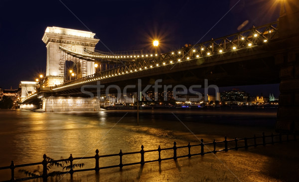 Stockfoto: Boedapest · nacht · foto · hangbrug · water · weg