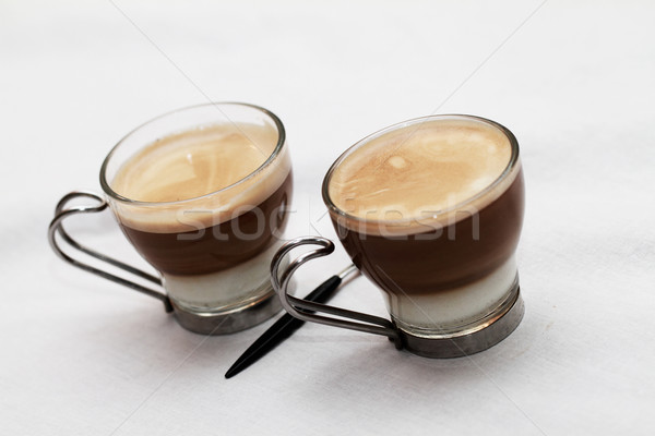 Twee koffie foto witte textuur Stockfoto © Nneirda