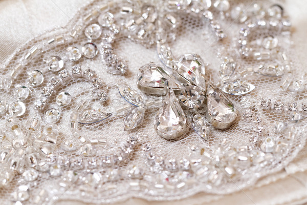Piękna koronki szczegół suknia ślubna makro Fotografia Zdjęcia stock © Nneirda