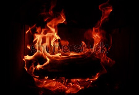 Stockfoto: Brand · vlammen · reflectie · zwarte · natuur · licht