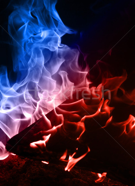 blue and red flames wallpaper