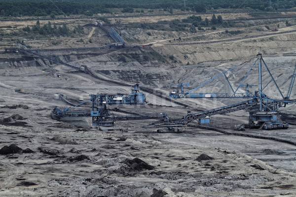 Foto stock: Mina · carbón · minería · abierto · humo · fábrica