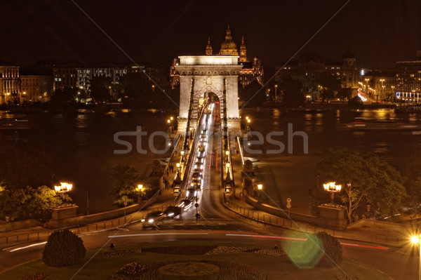 Transporte público noite Budapeste água carro Foto stock © Nneirda