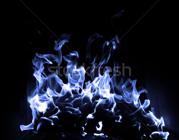 Bleu flamme isolé sombre feu art [[stock_photo]] © Nneirda