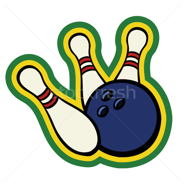 Foto stock: Bola · de · bolos · Pareja · bolera · deporte · azul · rojo