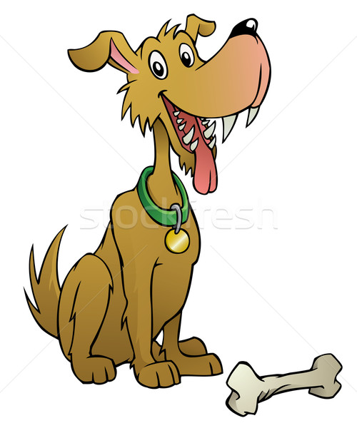 Karikatür mutlu köpek yeşil siyah Stok fotoğraf © HitToon