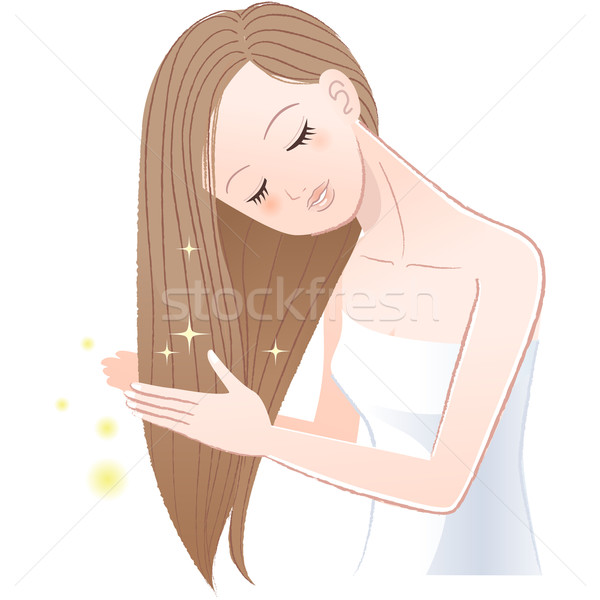 Młodych pretty woman błyszczący długie włosy długo pliku Zdjęcia stock © norwayblue