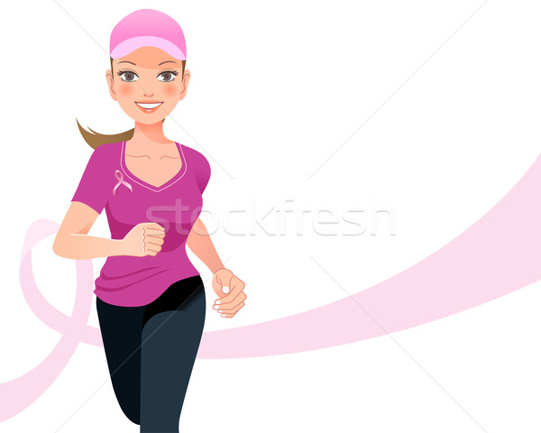 粉紅絲帶 運行 女子 健康 背景 幫助 商業照片 © norwayblue