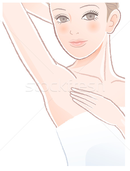 Close-up Beautiful woman touching her clean underarm Stock photo © norwayblue