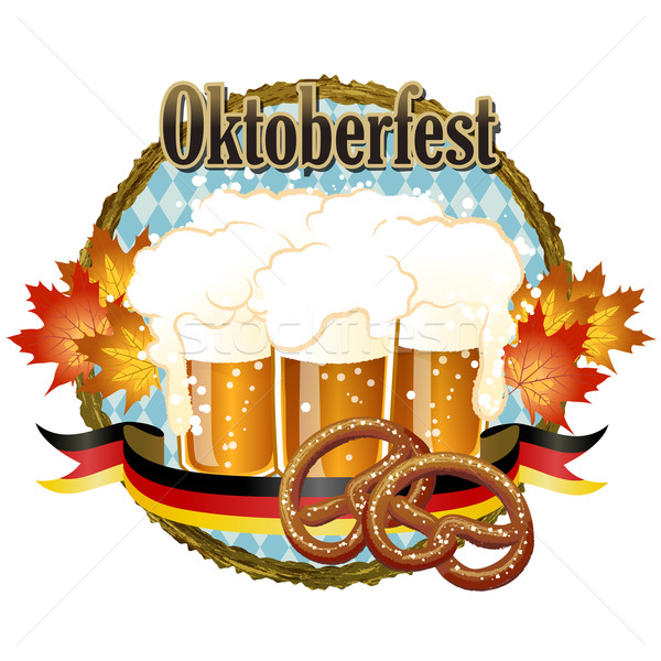 Ramki oktoberfest uroczystości projektu piwa precel Zdjęcia stock © norwayblue