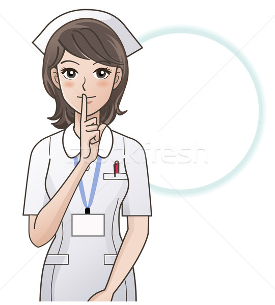 Jóvenes enfermera silencio tocar dedo Foto stock © norwayblue