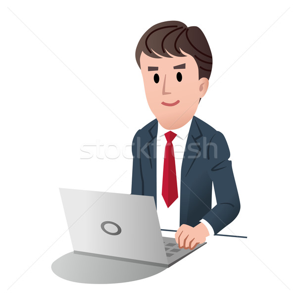 [[stock_photo]]: Homme · affaires · travail · ordinateur · portable · blanche · portable