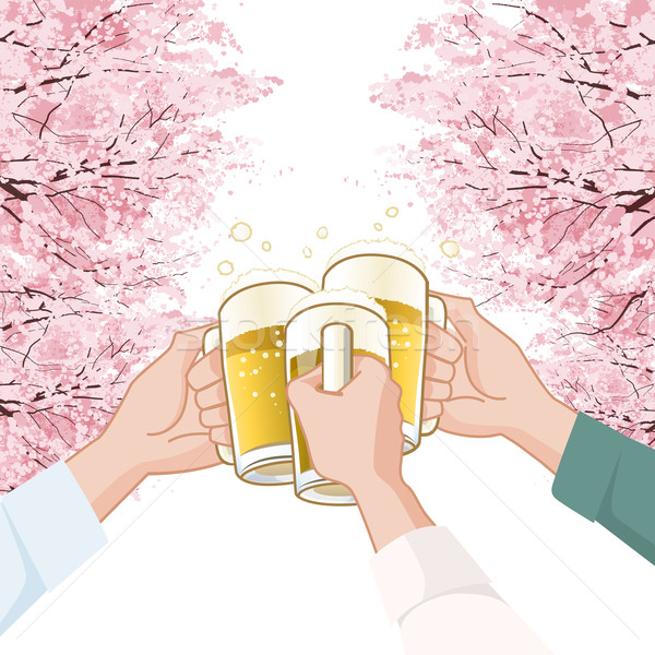 Cerveza árboles sakura archivo Foto stock © norwayblue