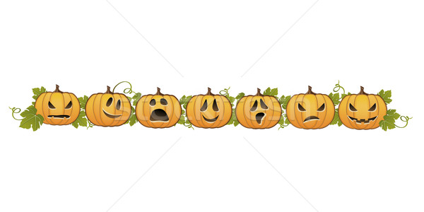 Halloween tök arckifejezés vonal dekoráció lámpások narancs Stock fotó © norwayblue