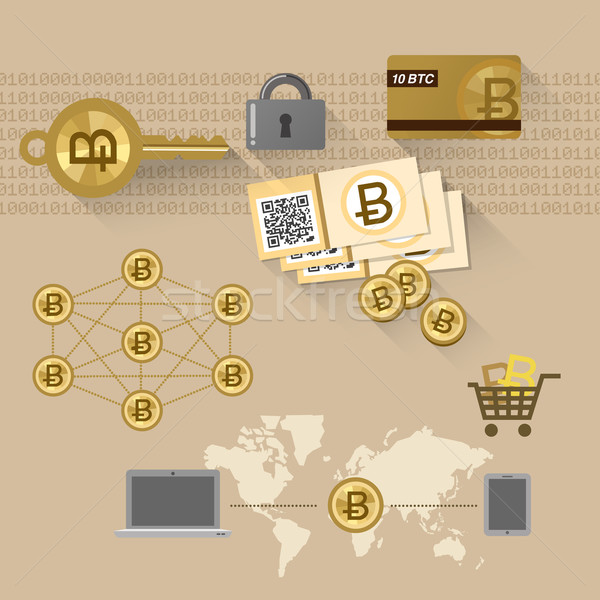Foto d'archivio: Bitcoin · sicuro · chiave · bill · cavo · contanti