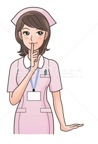 Cute pielęgniarki stwarzające zapytać ciszy różowy Zdjęcia stock © norwayblue