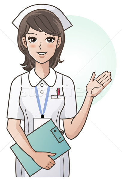 Young cute cartoon nurse providing information Stock photo © norwayblue