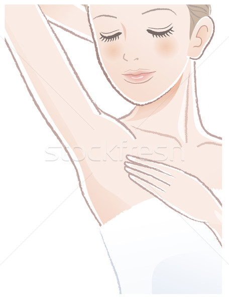 Portrait of pretty woman looking at her armpit  Stock photo © norwayblue