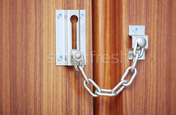 Stock foto: Vorhängeschloss · Tür · Metall · Ansicht · home
