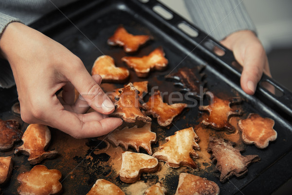 Foto stock: Navidad · cookie · mujer · manos