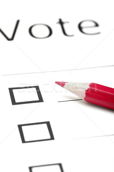 Szavazás közlöny piros ceruza közelkép fotó Stock fotó © Novic