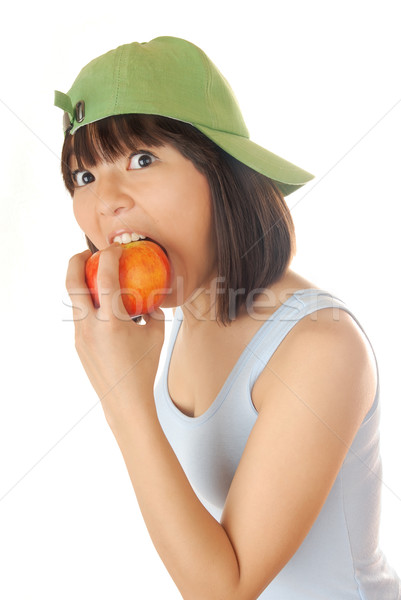 Faim photo modèle manger fraîches pomme Photo stock © Novic