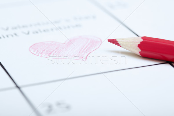 Jour amour rouge crayon calendrier saint [[stock_photo]] © Novic