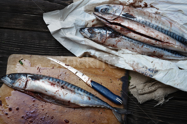 сырой рыбы таблице ножом Кука диета Сток-фото © Novic