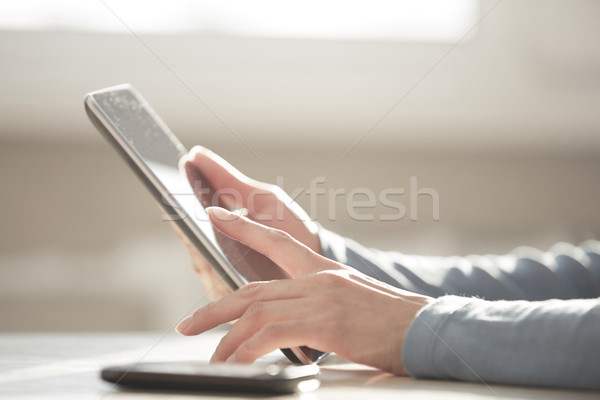 Stock photo: Working with digital tablet