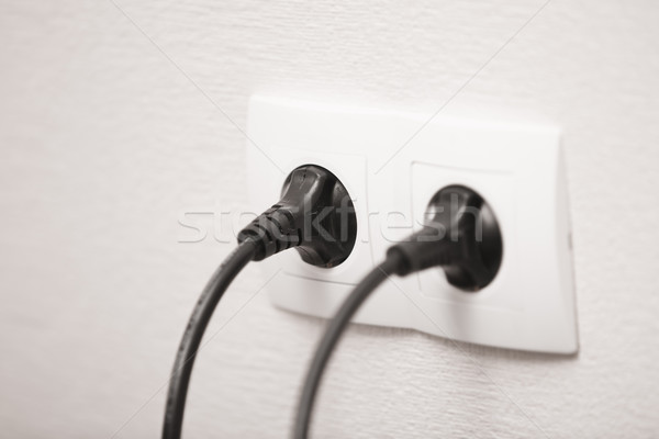 électriques plug vue pouvoir câbles Photo stock © Novic