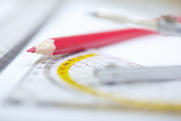 Desenho ferramentas vermelho lápis papel Foto stock © Novic