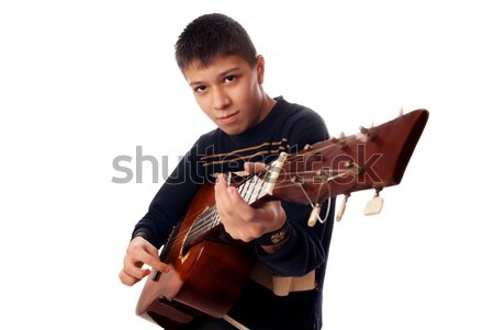 Tineri ghitarist studio fotografie copil Imagine de stoc © Novic