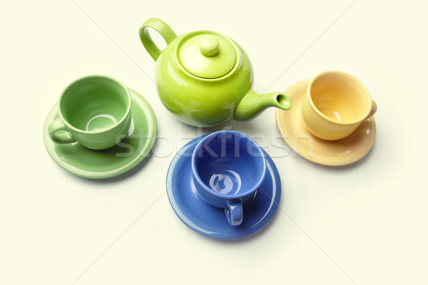 чайник один три фон кухне зеленый Сток-фото © Novic