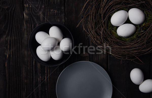 Easter eggs and bird nest Stock photo © Novic
