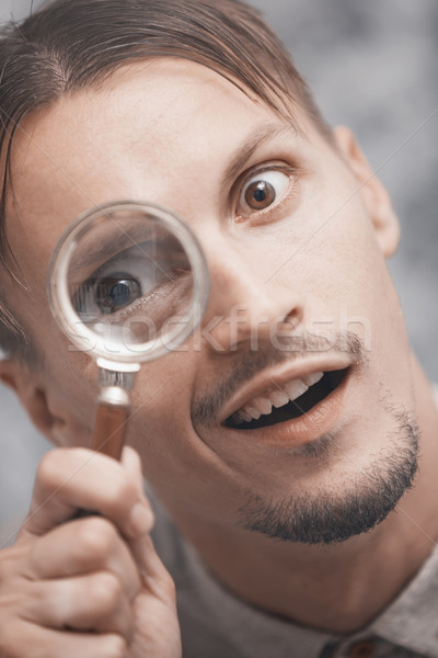 男 虫眼鏡 垂直 肖像 レンズ アイデア ストックフォト © Novic