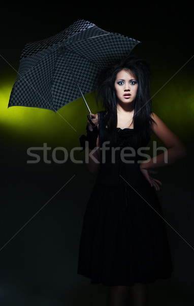 Mulher guarda-chuva morena senhora escuro Foto stock © Novic
