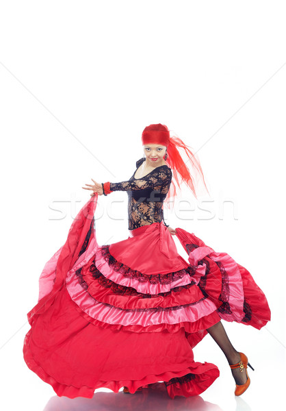 Flamenco signora dancing tradizionale costume donna Foto d'archivio © Novic