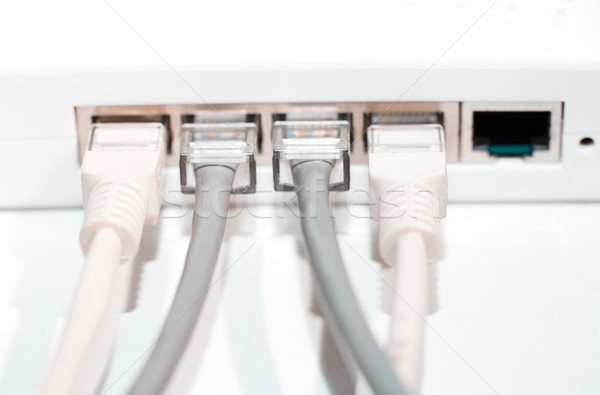 Netwerk modem kabels horizontaal foto Stockfoto © Novic